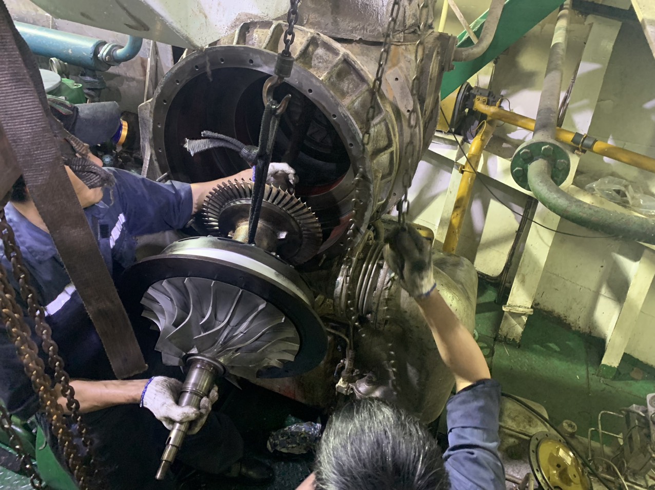 Dissemble turbocharger - maintenance turbocharger service.