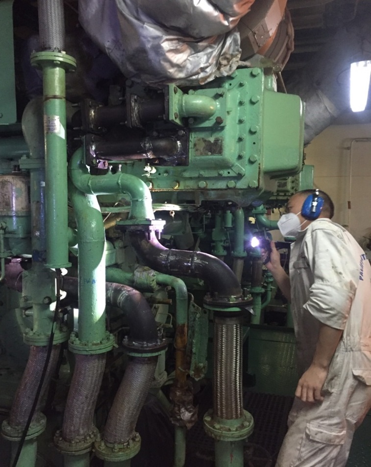 Chief engineer checking after renewal pipelines