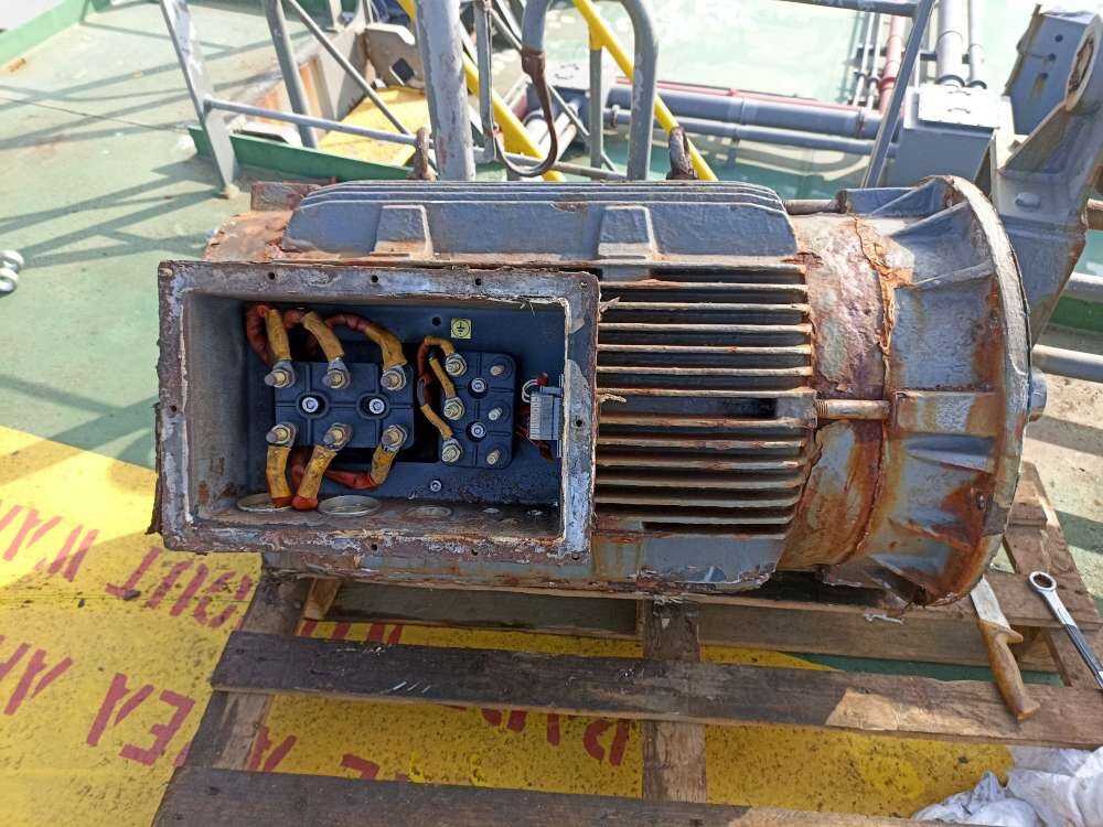 Image of windlass electric motor in ship.