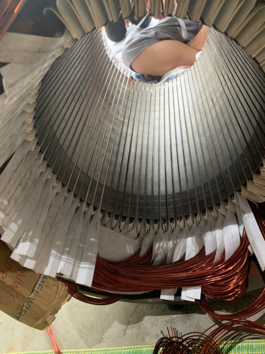 Image of re-winding windlass electric motor in Workshop.